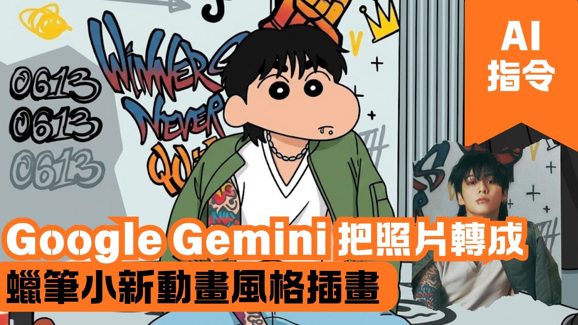 Google Gemini 把照片轉成蠟筆小新動畫風格插畫