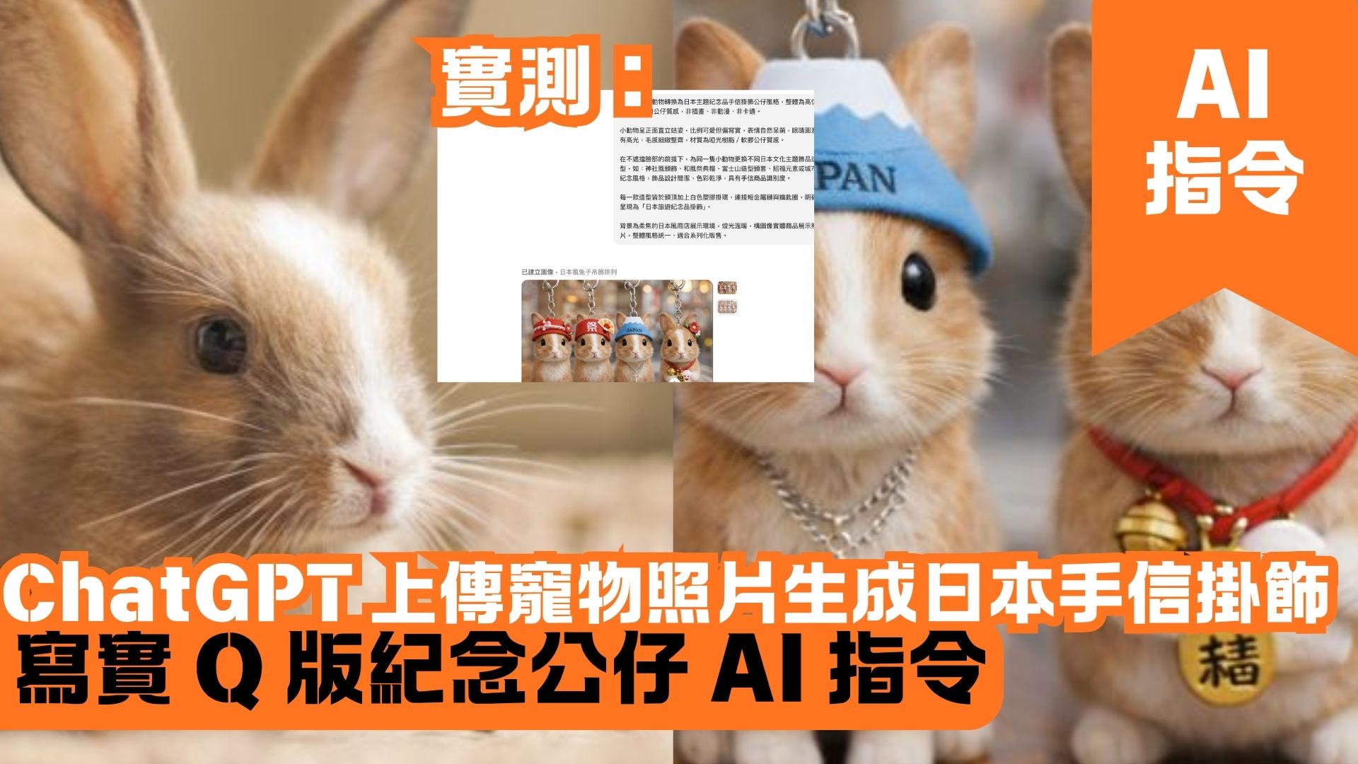 ChatGPT 上傳寵物照片生成日本手信掛飾 寫實 Q 版紀念公仔 AI 指令