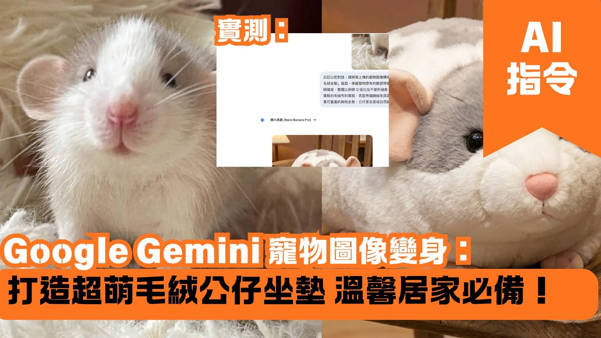 Google Gemini 寵物圖像變身：打造超萌毛絨公仔坐墊 溫馨居家必備！