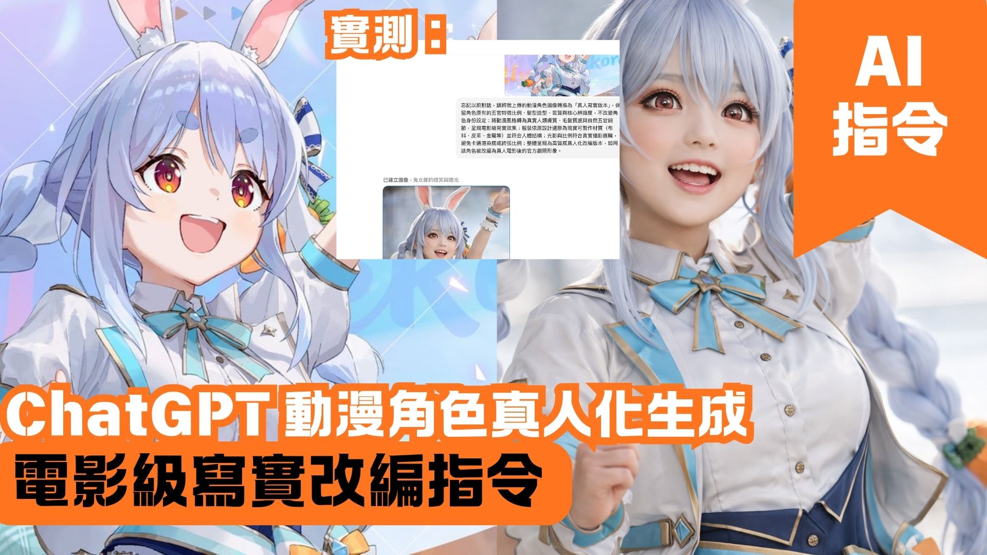 ChatGPT 動漫角色真人化生成 電影級寫實改編指令