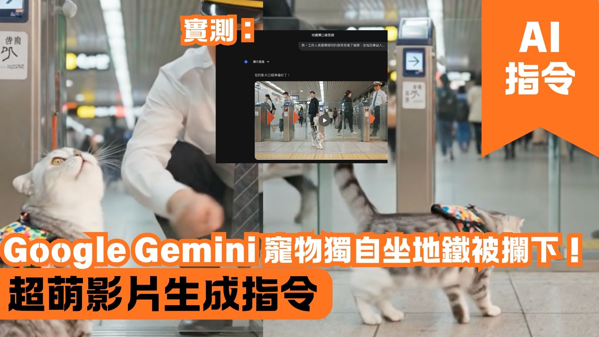 Google Gemini 寵物獨自坐地鐵被攔下！超萌影片生成指令